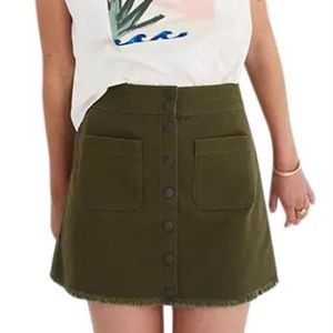 NWOT Madewell green button up skirt size 6